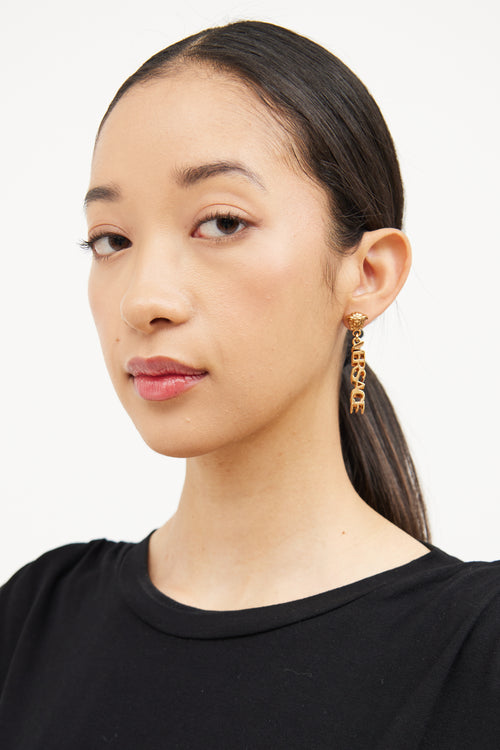 Versace Gold Medusa Drop Earring