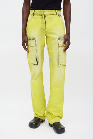 Versace Green Acid Wash Cargo Jeans