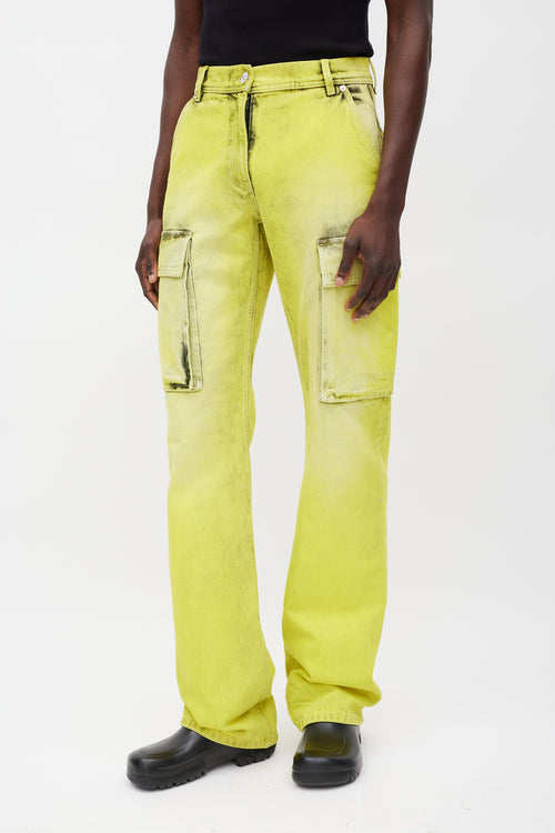 Versace Green Acid Wash Cargo Jeans