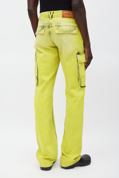 Versace Green Acid Wash Cargo Jeans