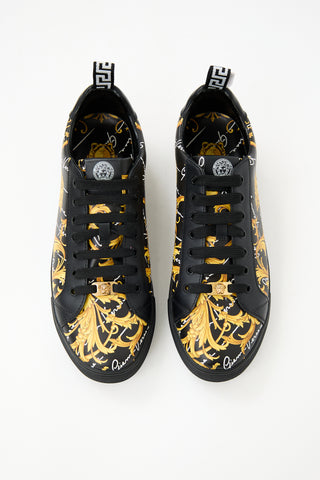 Versace Leather Barocco Printed Low Sneaker