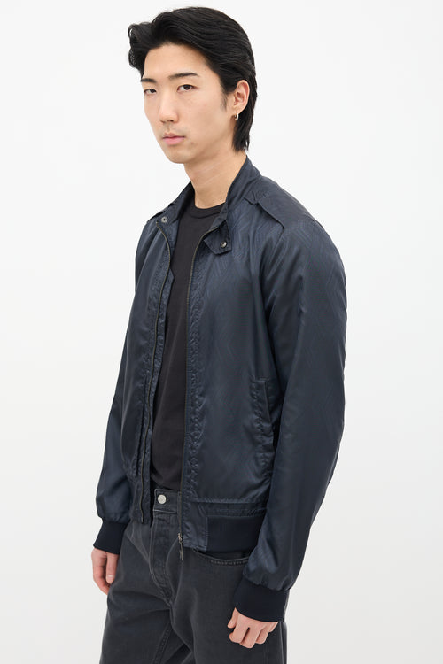 Versace Navy Nylon Geometric Jacquard Jacket