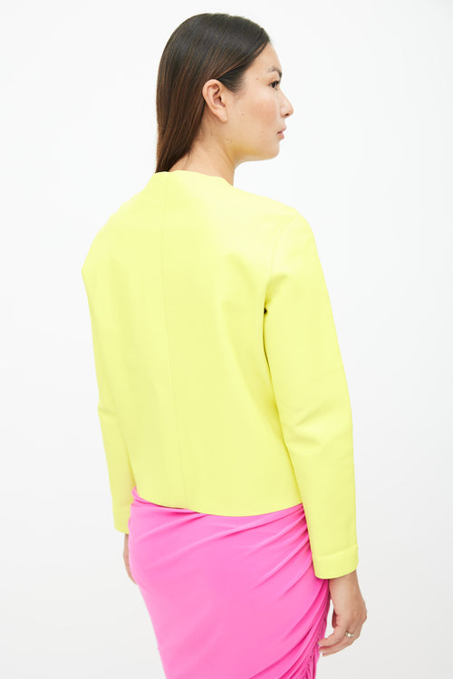 Versace Neon Yellow Leather Full Zip Jacket