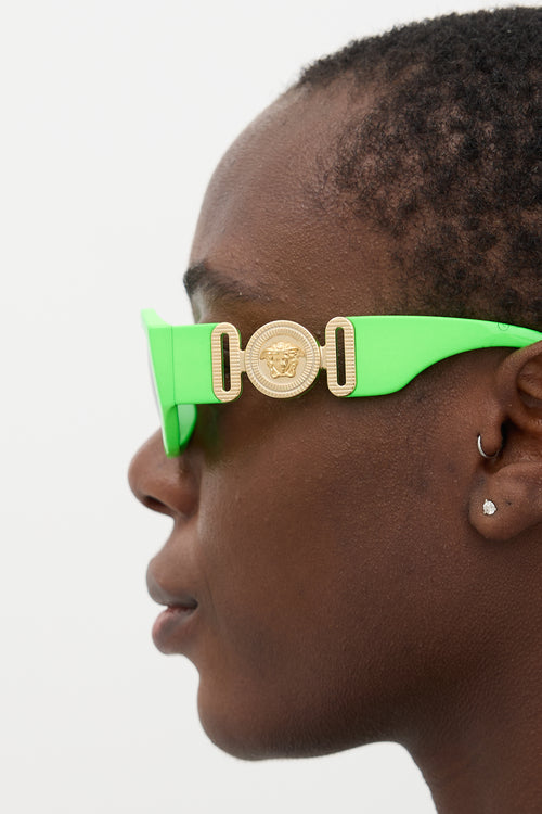 Versace Neon Green 4361 Coin Logo Sunglasses