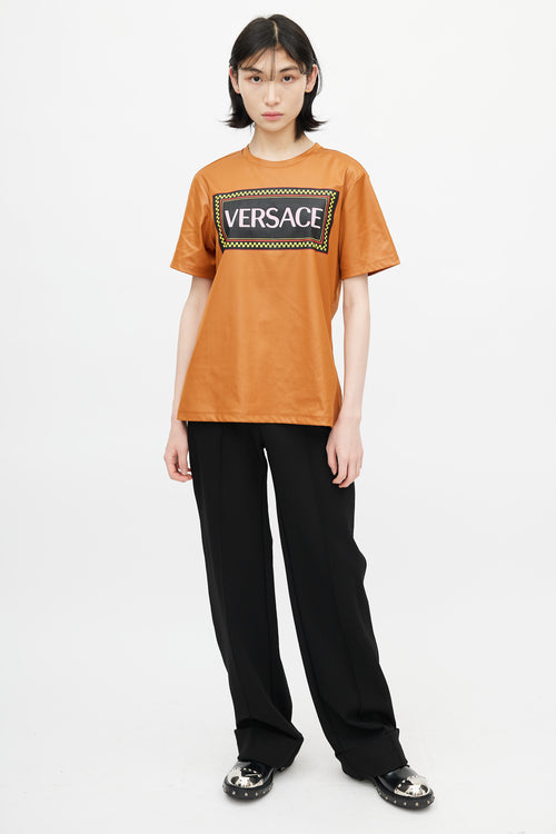 Versace Orange Block Logo T-Shirt