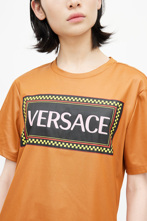 Versace Orange Block Logo T-Shirt