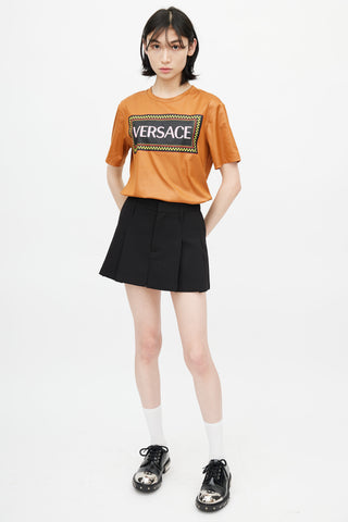 Versace Orange Block Logo T-Shirt