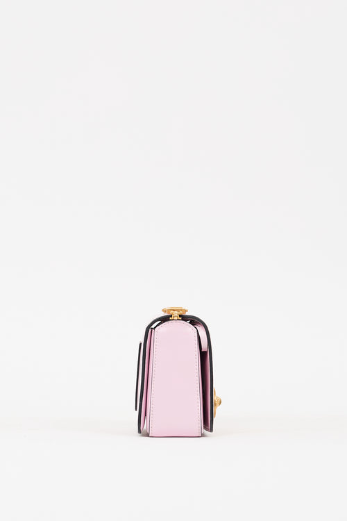 Versace Pink Leather Mini Icon Flap Bag