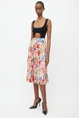 Versace Pink 
Multi Trésor De La Mer Pleated Skirt