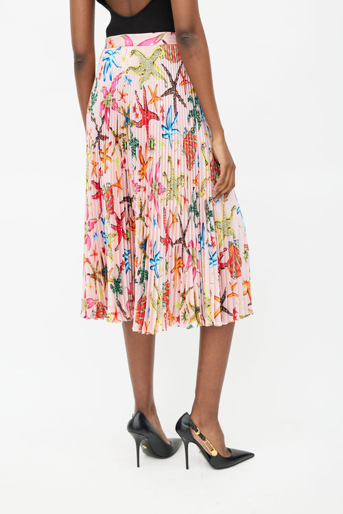 Versace Pink 
Multi Trésor De La Mer Pleated Skirt