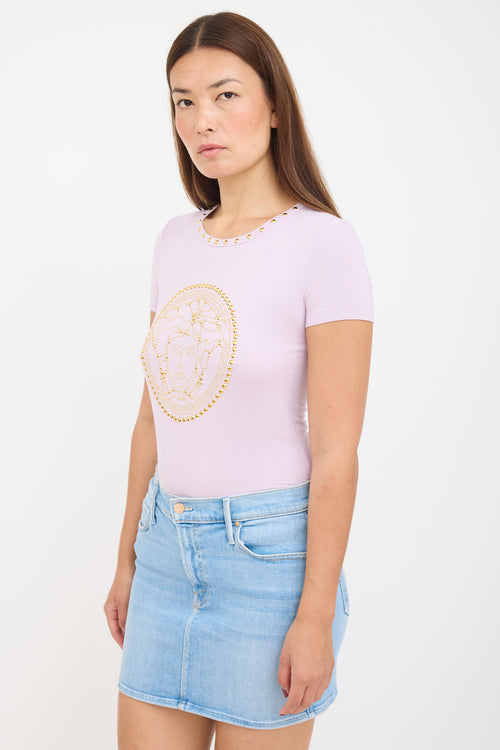 Versace Pink Studded Medusa T-Shirt