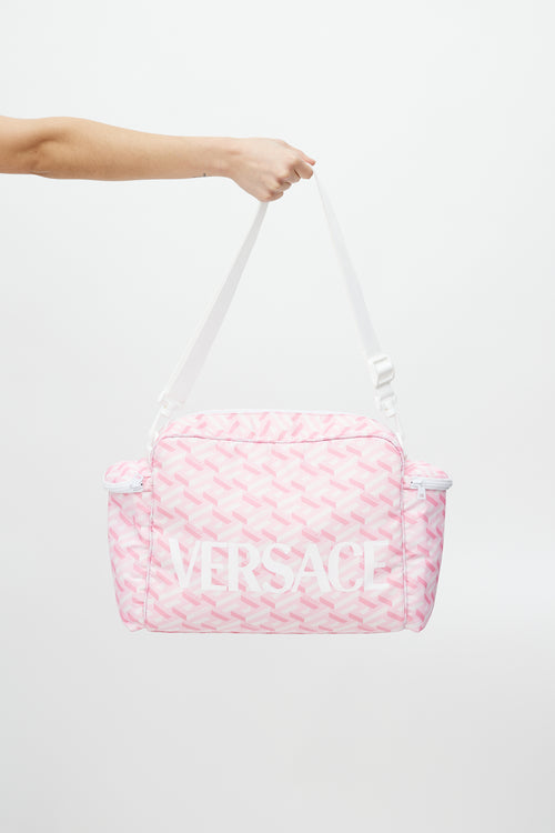 Versace Pink 
White La Greca Diaper Bag