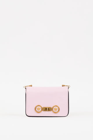 Versace Pink Leather Mini Icon Flap Bag