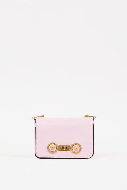 Versace Pink Leather Mini Icon Flap Bag