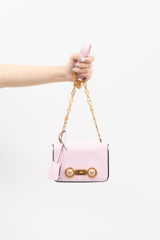 Versace Pink Leather Mini Icon Flap Bag