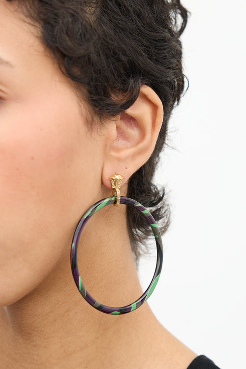 Versace Purple 
Multi Hoop Medusa Stud Earrings