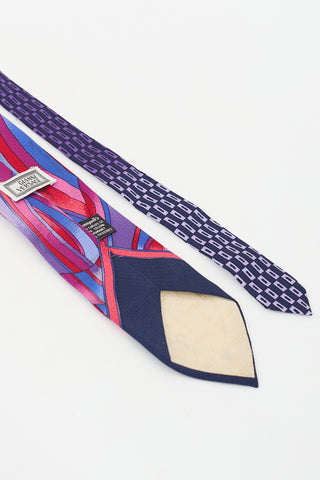 Versace Purple 
Multicolour Silk Abstract 
Geomtric Tie