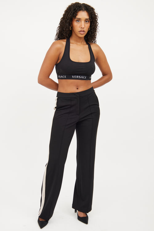 Versace Black 
White Logo Sports Bra