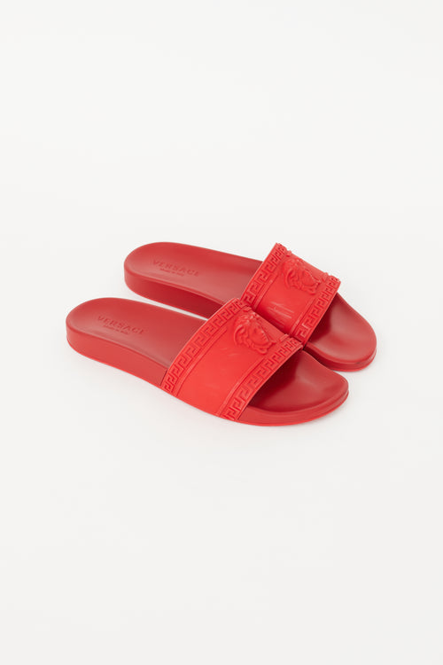 Versace Red Palazzo Rubber Slide