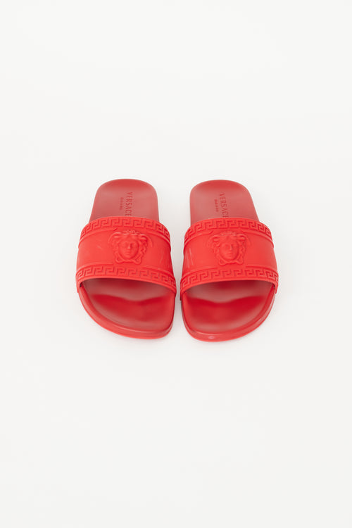 Versace Red Palazzo Rubber Slide