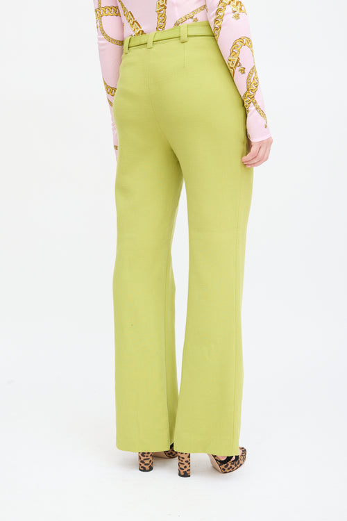 Versace Vintage Green Wool Belted Trouser