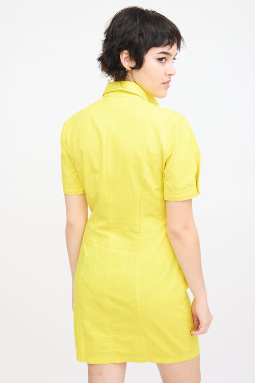 Versace Vintage Yellow Cotton 
Linen Mini Dress