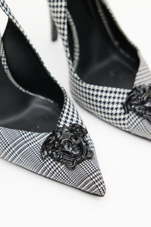 Versace White 
Black Houndstooth Medusa Heel