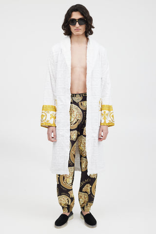 Versace White 
Gold Baroque Belted Robe