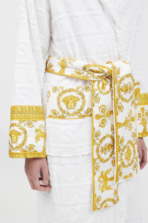 Versace White 
Gold Baroque Belted Robe