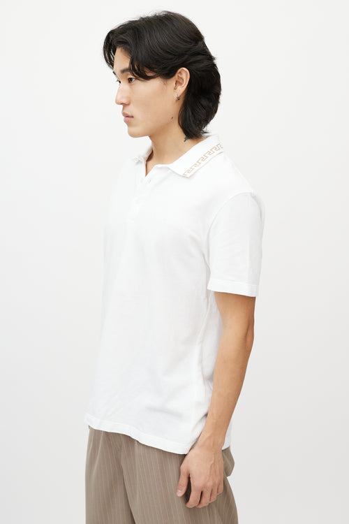 Versace White 
Gold Greca Logo Polo Shirt