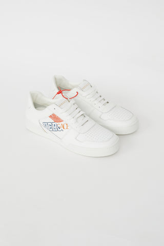 Versace White Leather Heritage Logo Sneaker