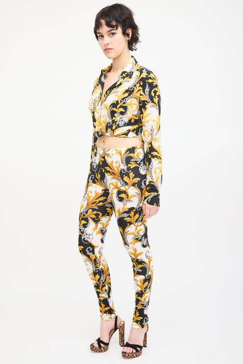 Versace Yellow 
Multi Nylon Ornate Print Legging