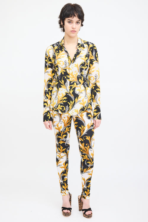 Versace Yellow 
Multi Silk Ornate Print Shirt