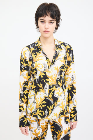 Versace Yellow 
Multi Silk Ornate Print Shirt