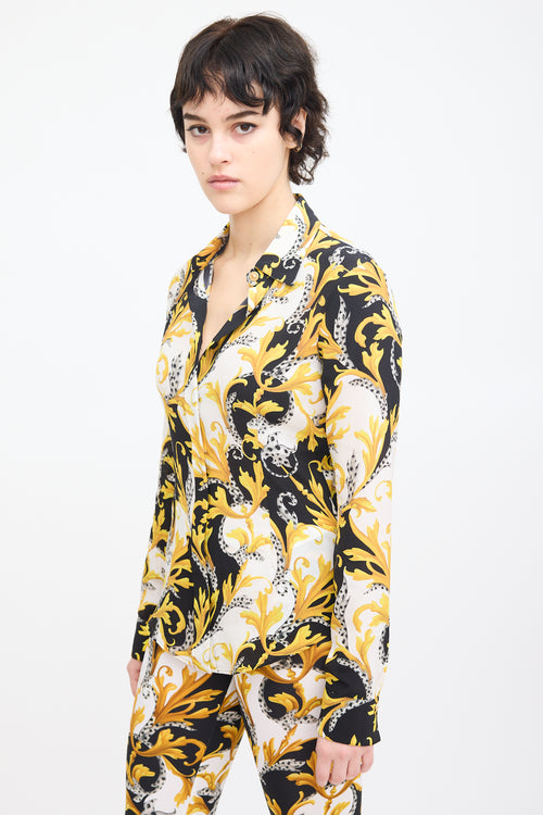 Versace Yellow 
Multi Silk Ornate Print Shirt