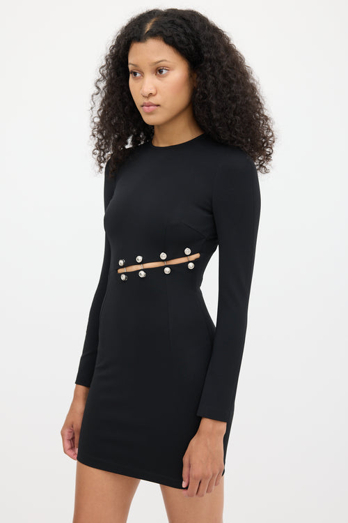 Versus Black Embellished Cutout Mini Dress