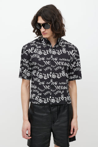 Versus Black 
White Logo Shirt