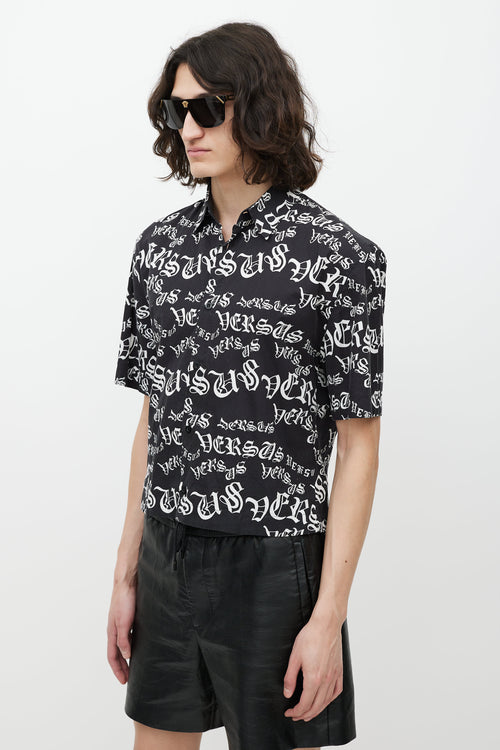 Versus Black 
White Logo Shirt