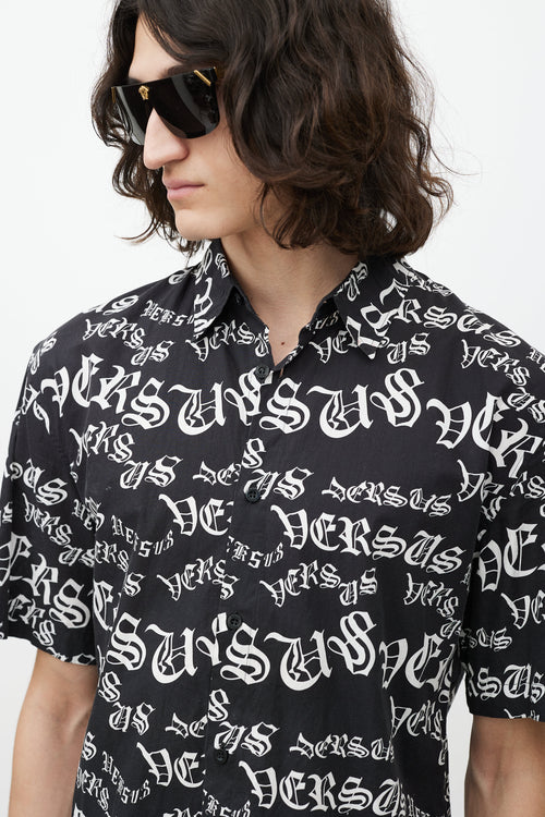 Versus Black 
White Logo Shirt