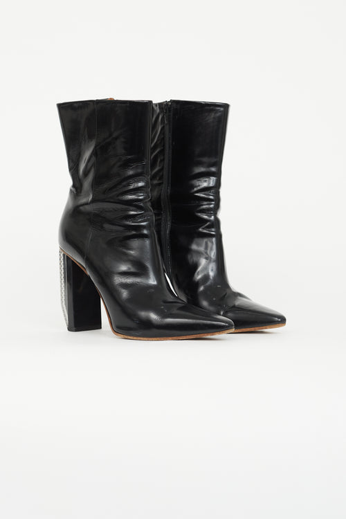 Vetements 2017 Black Patent Reflector Ankle Boot