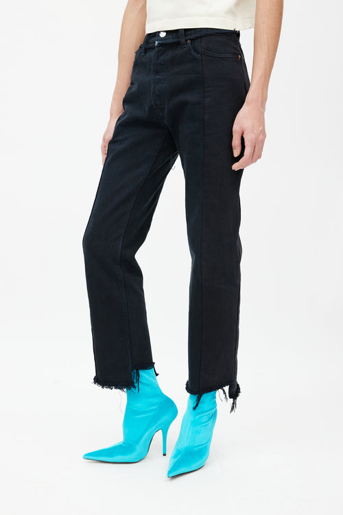 Vetements Black Deconstructed Raw Hem Jeans