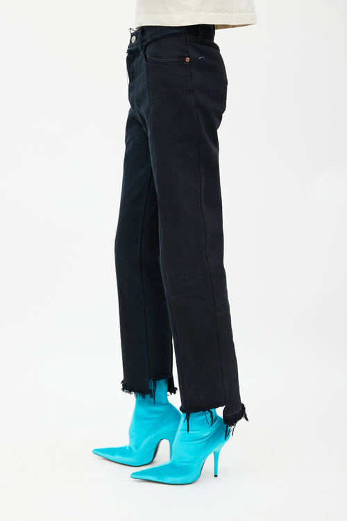 Vetements Black Deconstructed Raw Hem Jeans