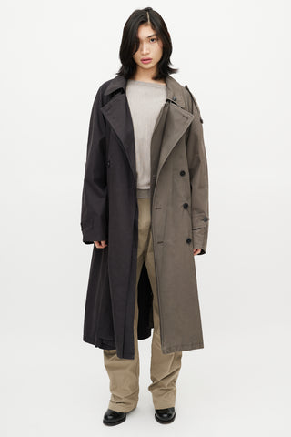 Vetements Black 
Grey Reversible Belted Trench Coat