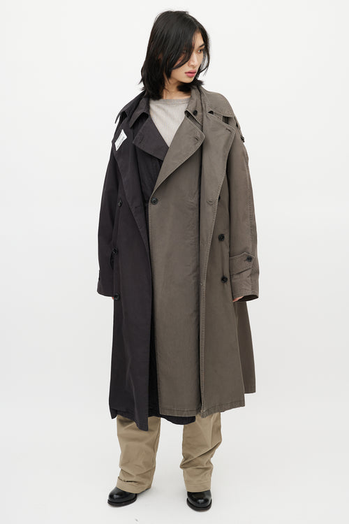 Vetements Black 
Grey Reversible Belted Trench Coat