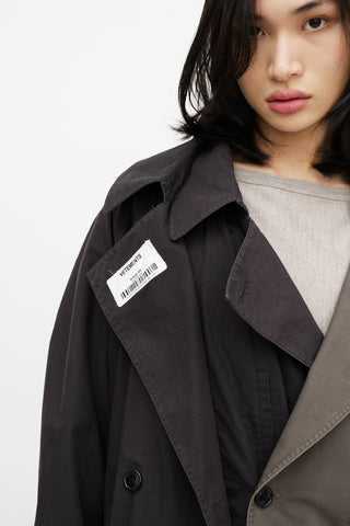 Vetements Black 
Grey Reversible Belted Trench Coat