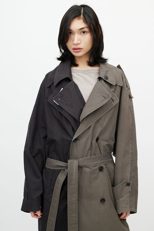 Vetements Black 
Grey Reversible Belted Trench Coat