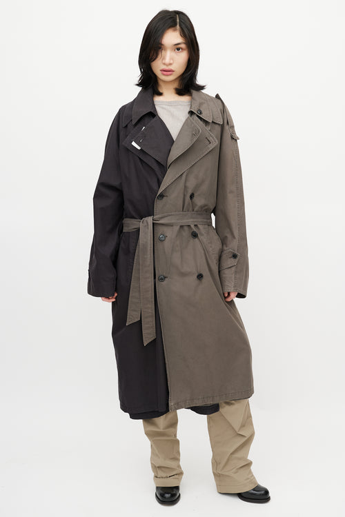 Vetements Black 
Grey Reversible Belted Trench Coat