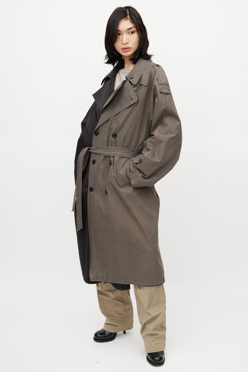 Vetements Black 
Grey Reversible Belted Trench Coat