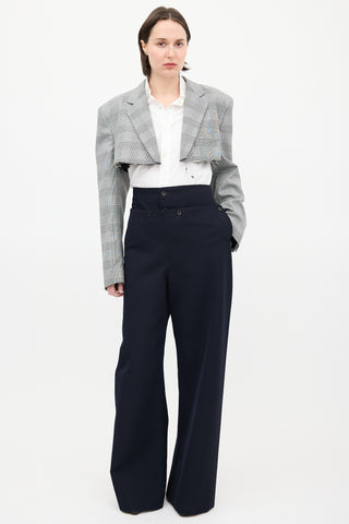 Vetements Black 
White Check Cropped Blazer