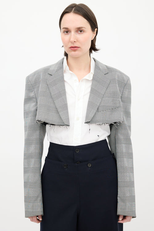 Vetements Black 
White Check Cropped Blazer